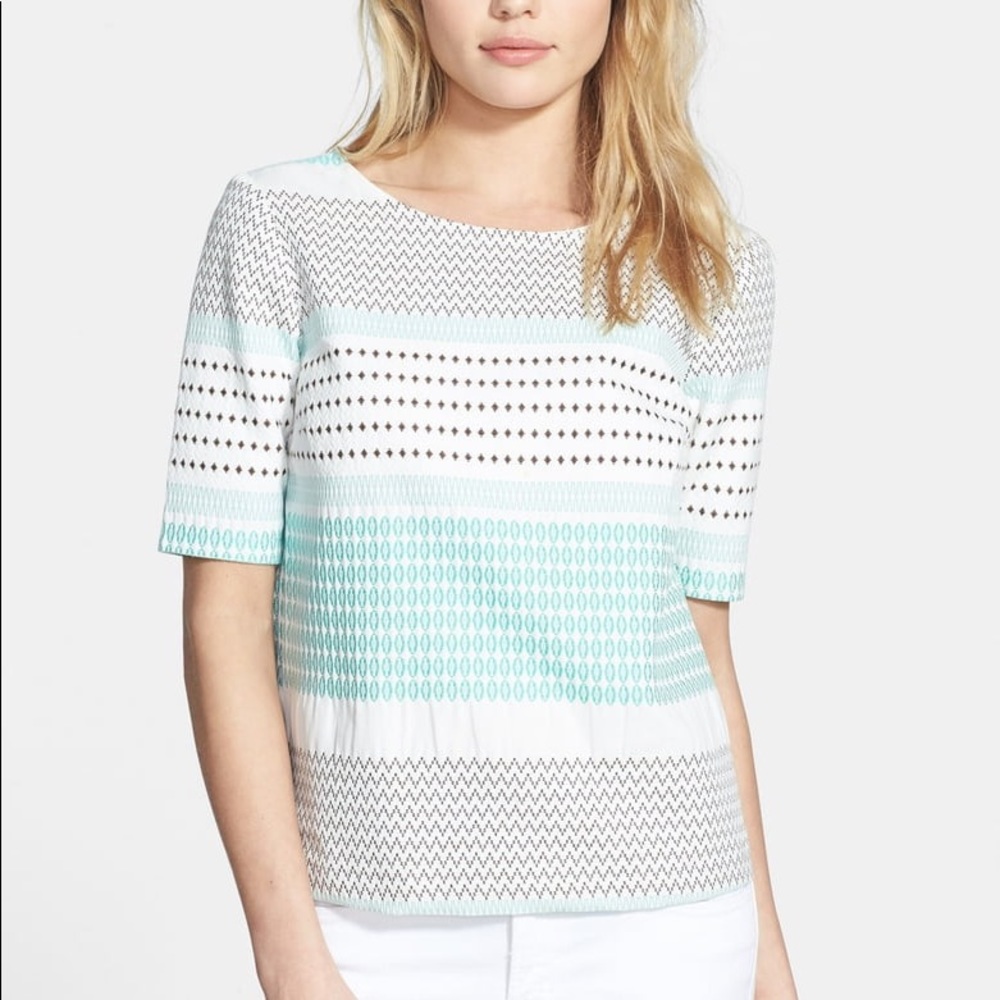 ella moss ‘zan’ back zip jacquard top.